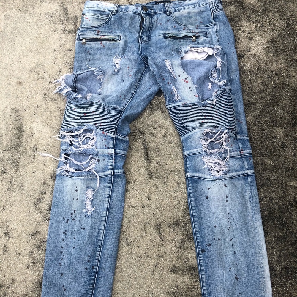 Embellish biker jeans
